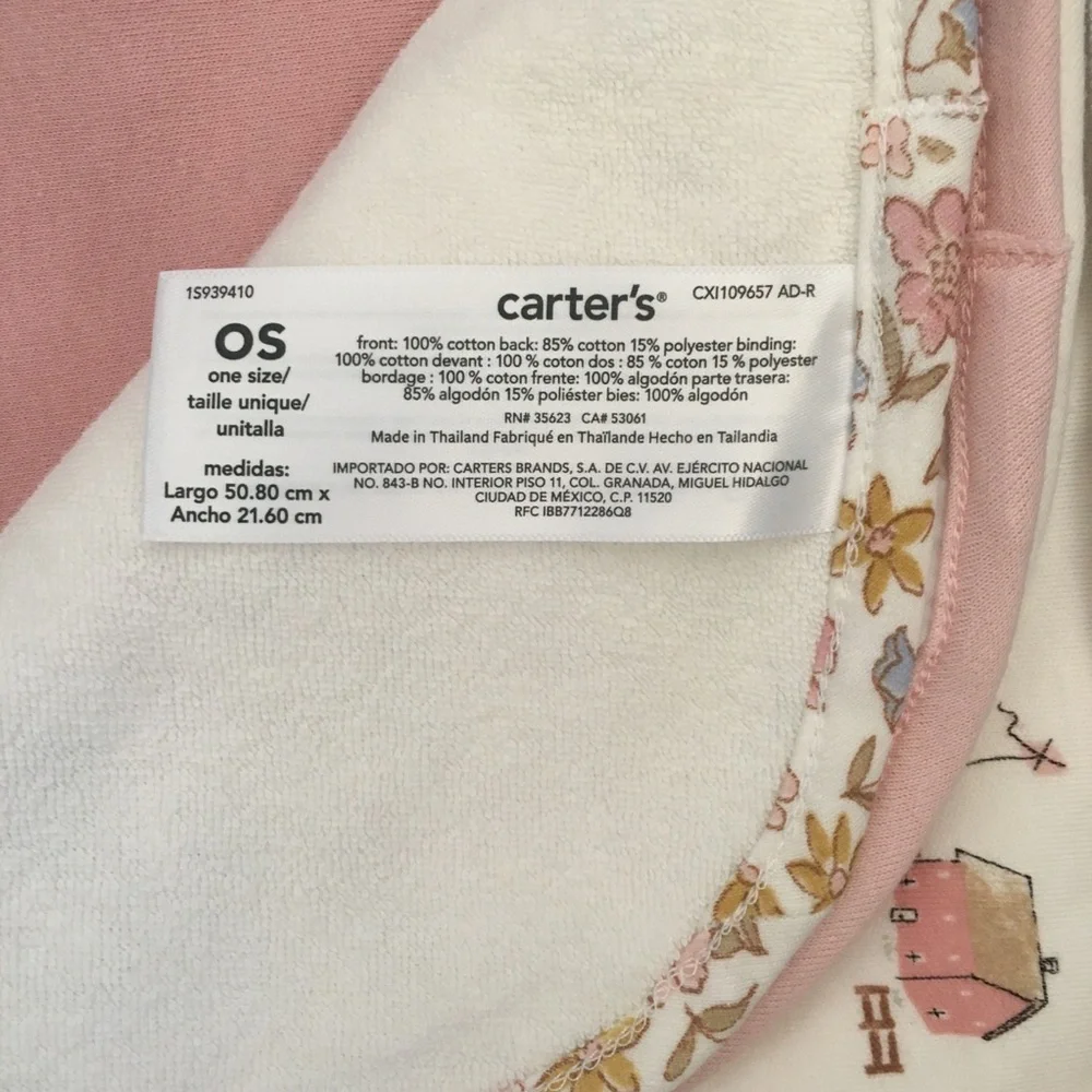 Carter's Baby Girls' Pink & Cream Printed Burp Cloths Set of 3 NEW